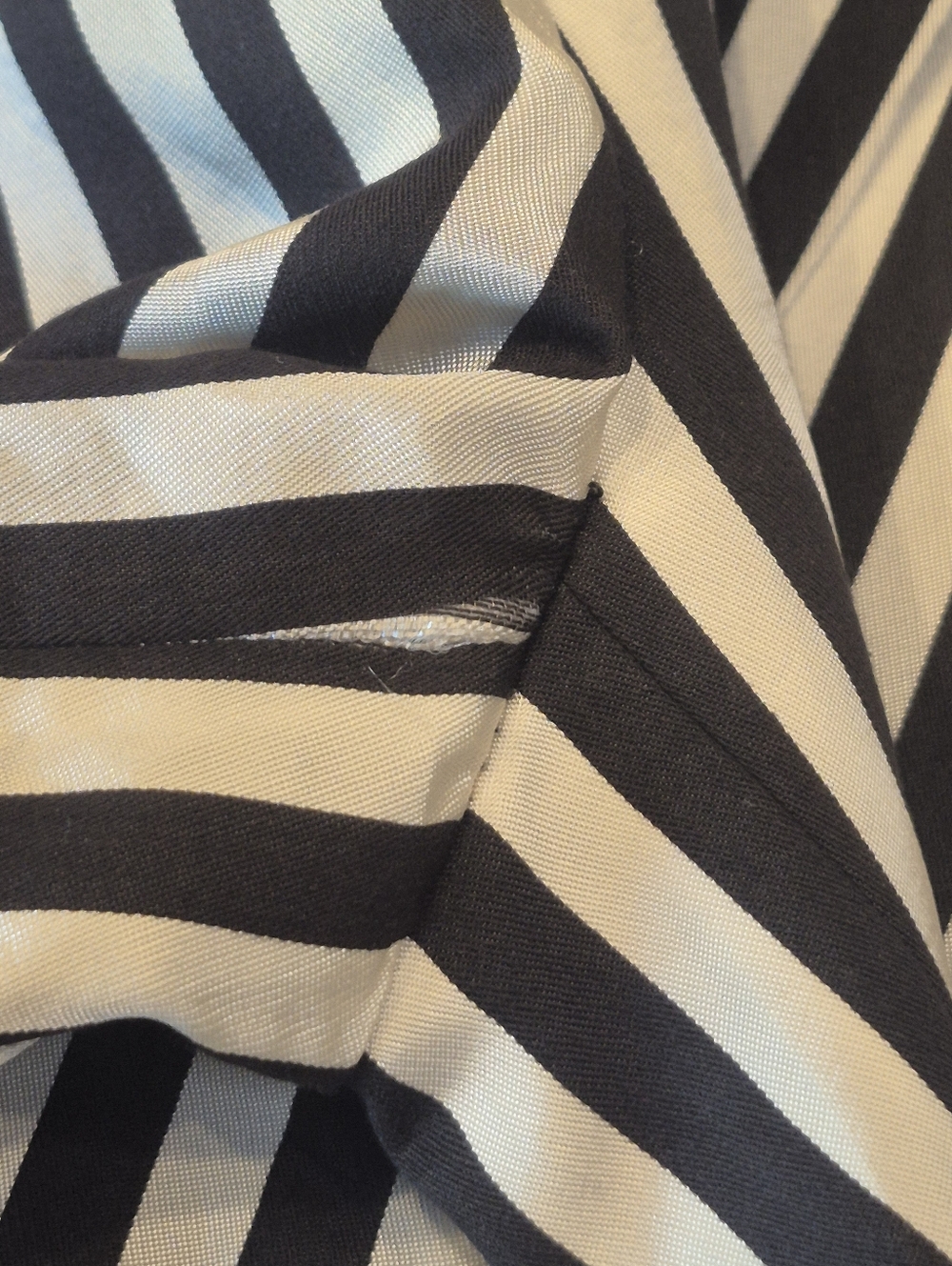 Zara Striped Blazer Black White Vertical Stripe Tailored Chic Office Silky - Picture 8 of 11
